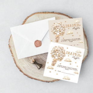 Bear Balloons White Beige Diaper Raffle Enclosure Card
