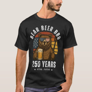 Bear Beer BBQ Independence Day USA Flag Patriotic T-Shirt