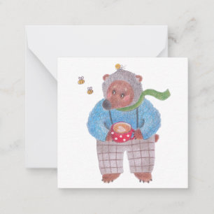 Bear, bees and cappuccino card