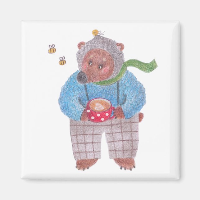 Bear, bees and cappuccino magnet (Front)
