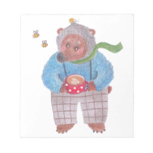 Bear, bees and cappuccino notepad