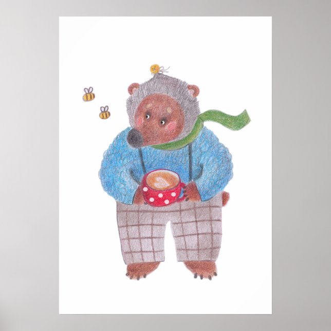 Bear, bees and cappuccino poster (Front)