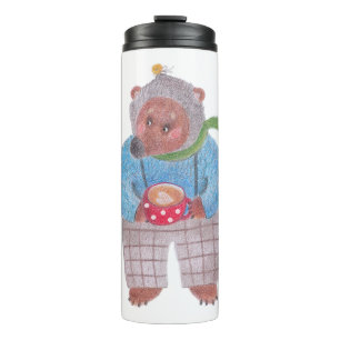 Bear, bees and cappuccino thermal tumbler