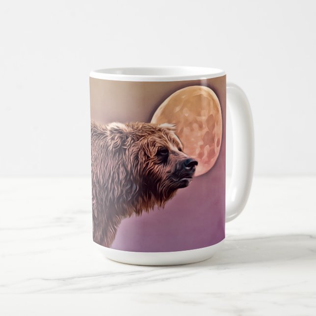 Bear Before Coffee and a Full Moon Art Mug Cup (Front Right)