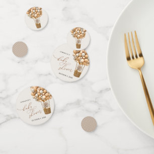 Bear, Beige Balloons, Hot Air Balloon, Baby Shower Confetti