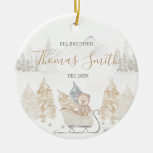 Bear Big Brother Winter Woodland Mountain Ceramic  Tree Decoration