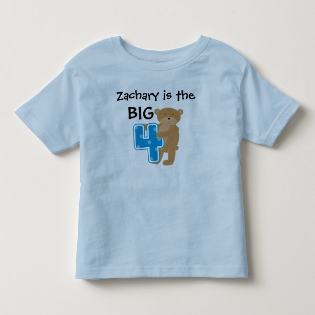 Bear Big Four Customisable Birthday T-shirt (Front)
