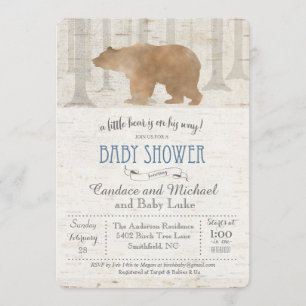 Bear Birch Baby Shower Invitation