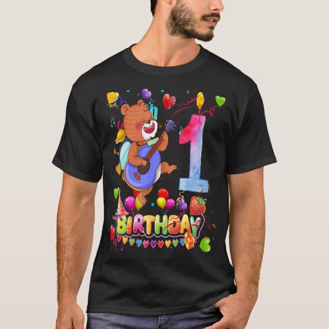 Bear Birthday 1 Year Old Kids 1th Bear Birthday T-Shirt (Front)