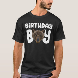 Bear Birthday Boy Party Animal Kids Grizzly Bear B T-Shirt