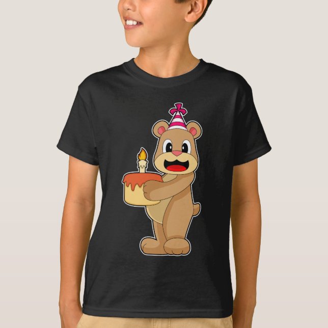 Bear Birthday Candle Cake T-Shirt (Front)