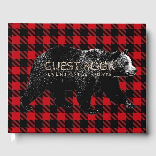 Bear Birthday Party Event Lumberjack Guest Book (Front)