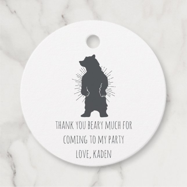 Bear Birthday Party  Favour Tags (Front)