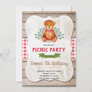 Bear birthday party invitation