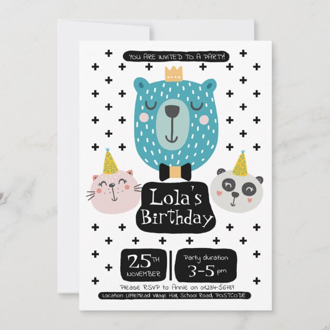 Bear Birthday Party Invitation (Front)