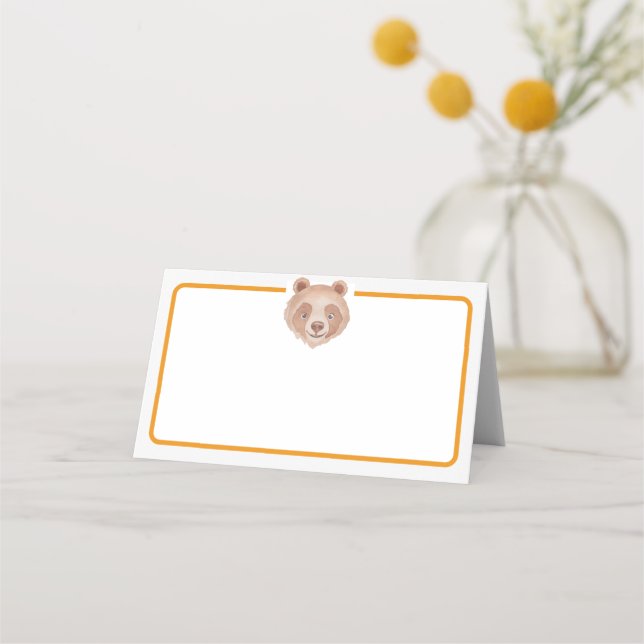 Bear Birthday Party Place Card – Teddy Bear Table  (Front)