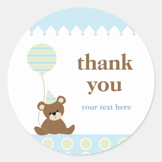 Bear Birthday Party Stickers (Front)