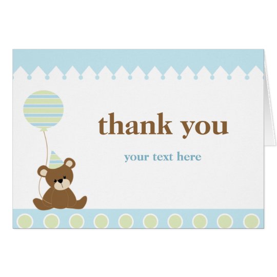 Bear Birthday Thank You Card