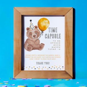 Bear Birthday Time Capsule Sign – Teddy Bear First