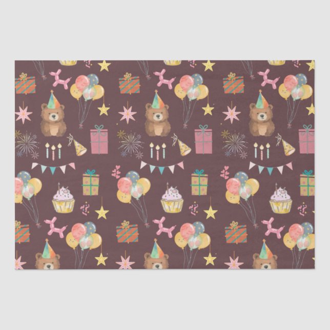 Bear Birthday Tissue Paper (Front)