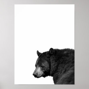 Bear Black White  Cabin Nursery Photo Poster
