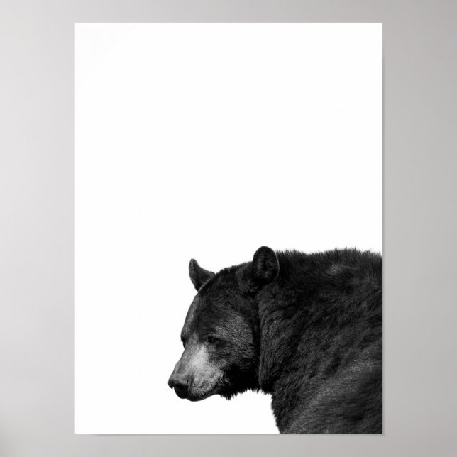 Bear Black White  Cabin Nursery Photo Poster (Front)