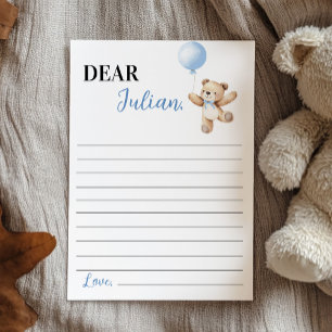 Bear Blue Balloon Time Capsule Note Message Card