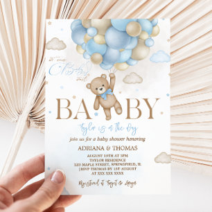  Bear Blue Boy Baby Shower Invitation