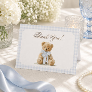 Bear Blue Boy Baby Shower Thank You Card