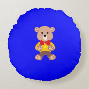 Bear Blue  Round Cushion