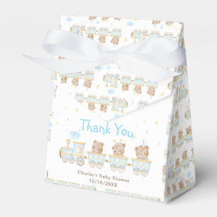 Bear Blue Train Baby Shower Thank You Favour Box