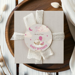Bear Blush Pink Balloons Baby Shower Thank You Classic Round Sticker