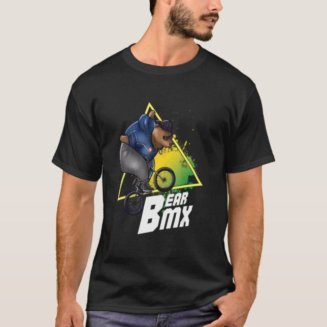 Bear Bmx Extreme Cycling Stunts Bicycle Cyclist Bm T-Shirt (Front)