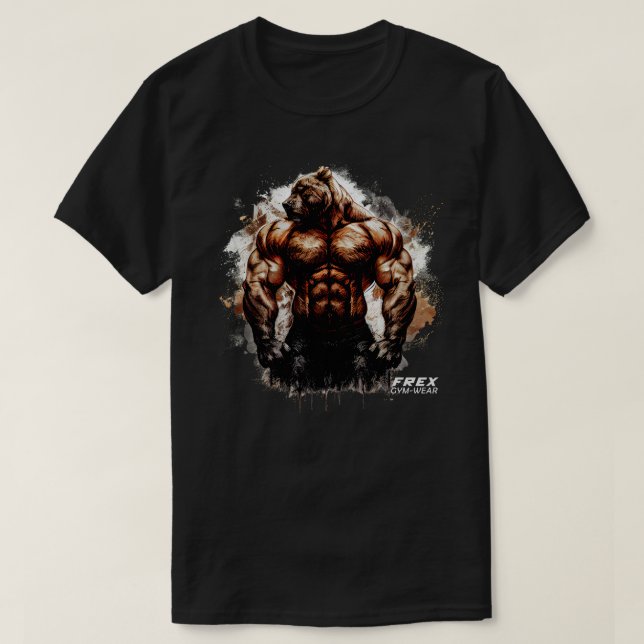 Bear Bodybuilding Fitness Gym Wear T-Shirt (Design Front)