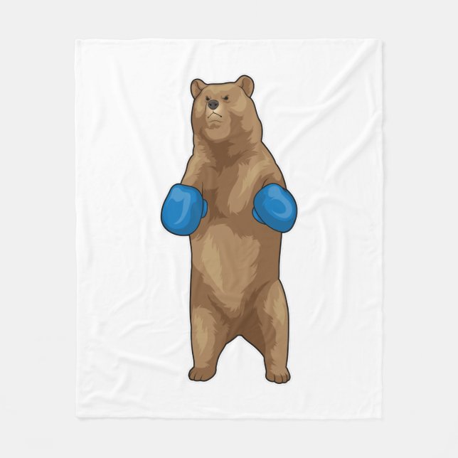 Bear Boxer Boxing gloves Fleece Blanket (Front)