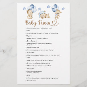 Bear boy baby shower Baby Trivia