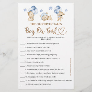 Bear boy baby shower Guess Boy Or Girl tales 