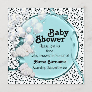 bear boy baby shower teddy invitation