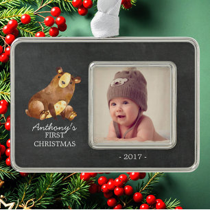 Bear Boys Baby's 1st Christmas Photo Ornament