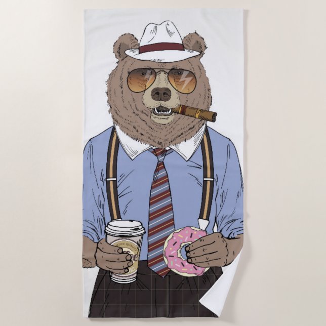 Bear Breakfast Beach Towel (Front)