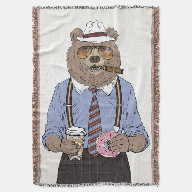 Bear Breakfast Throw Blanket (Front Vertical)