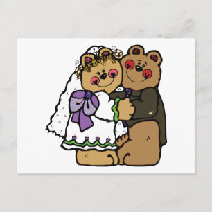 Bear Bride and Bear Groom Postcard