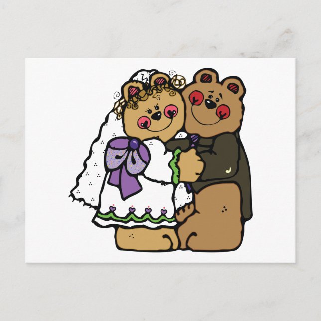 Bear Bride and Bear Groom Postcard (Front)