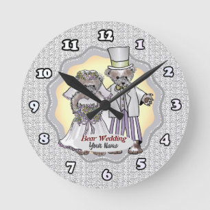 Bear Bride and Groom Wedding clock