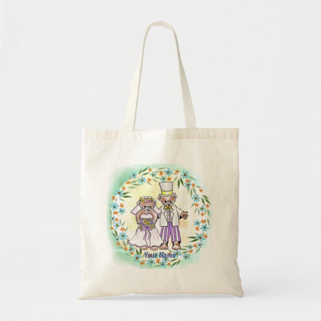 Bear Bride and Groom wedding tote bag (Front)