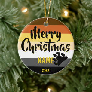 Bear Brotherhood Pride Personalised Christmas Ceramic Tree Decoration