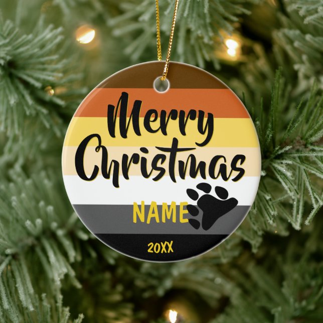 Bear Brotherhood Pride Personalised Christmas Ceramic Tree Decoration (Tree)