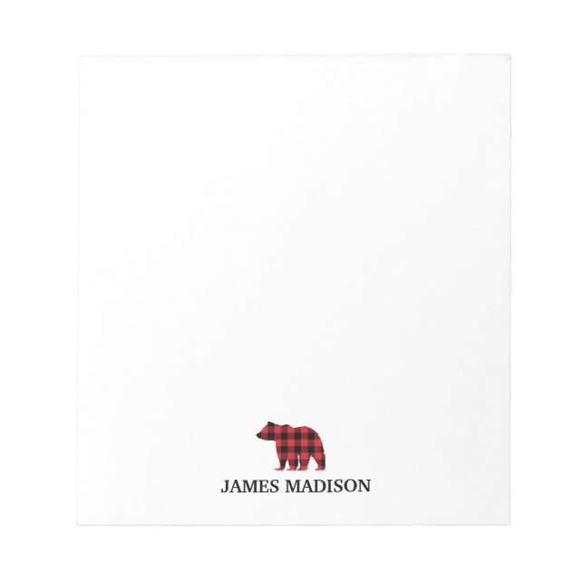 Bear Buffalo Check Notepad (Front)
