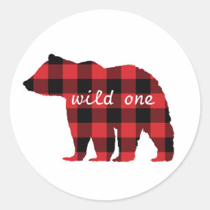 Bear Buffalo Check Pattern Cabin Stickers