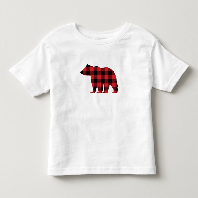 Bear Buffalo Check Pattern Silhouette Toddler T-Shirt (Front)